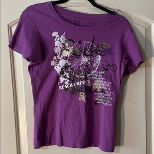 Columbia Purple Graphic Beach Cruiser Short Sleeve Tee M
